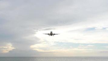Low cost airline AirAsia flies overhead