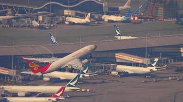 Airbus A330 airliner departing from Hong Kong. video