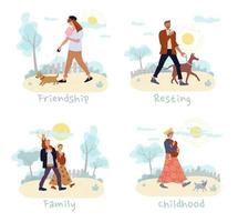 Friendship, resting, family, childhood people set vector