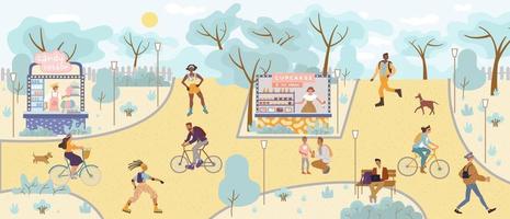 People day recreation in summer urban natural park vector