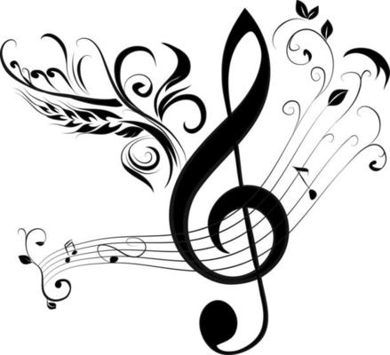 Silhouette of a treble clef.