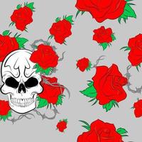 Seamless pattern with skulls vector