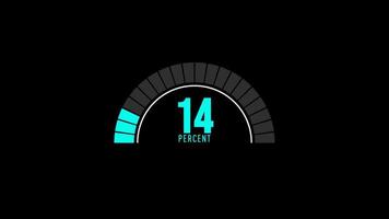 Circular half percentage chart from 0 to 30 with alpha channel. 4K resolution video