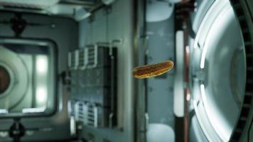 marinated pickled cucumber floating in internation space station video