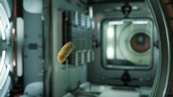 marinated pickled cucumber floating in internation space station video