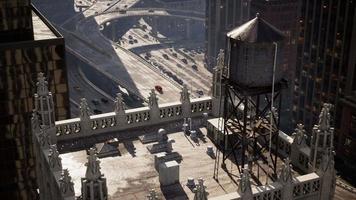 Aerial view of New York downtown building roofs video