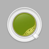 Realistic matcha cup top view vector