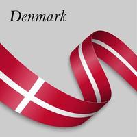 Waving ribbon or banner with flag Denmark vector