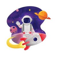 Watercolor Astronaut Doing Adventures in Outer Space vector