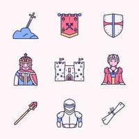 iconos medievales del reino vector