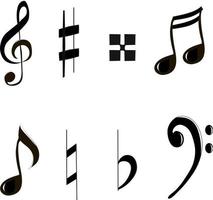 Music notes silhouette set vector