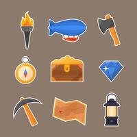 Exploration or Adventure Treasure Hunters Stickers Collection Set vector