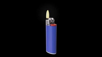 3d animation of a lit blue lighter video