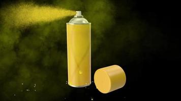 animação 3D de uma lata de tinta spray amarela, purificando um ambiente video