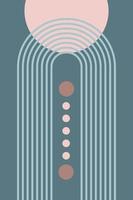 Abstract background with geometric shapes and lines. Rainbow print and sun circle, boho style vector