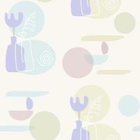 Stylish vector seamless pattern in pastel colors. Natural abstract shapes and natural botanical element