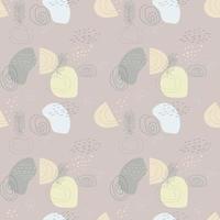 Seamless pattern with abstract composition of simple shapes. Tropical palm leaves in a vase. Collage style, minimalism vector