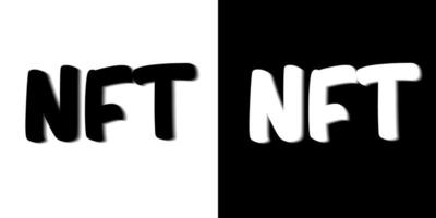 Vector icon of NFT technology. Letters on white and black background