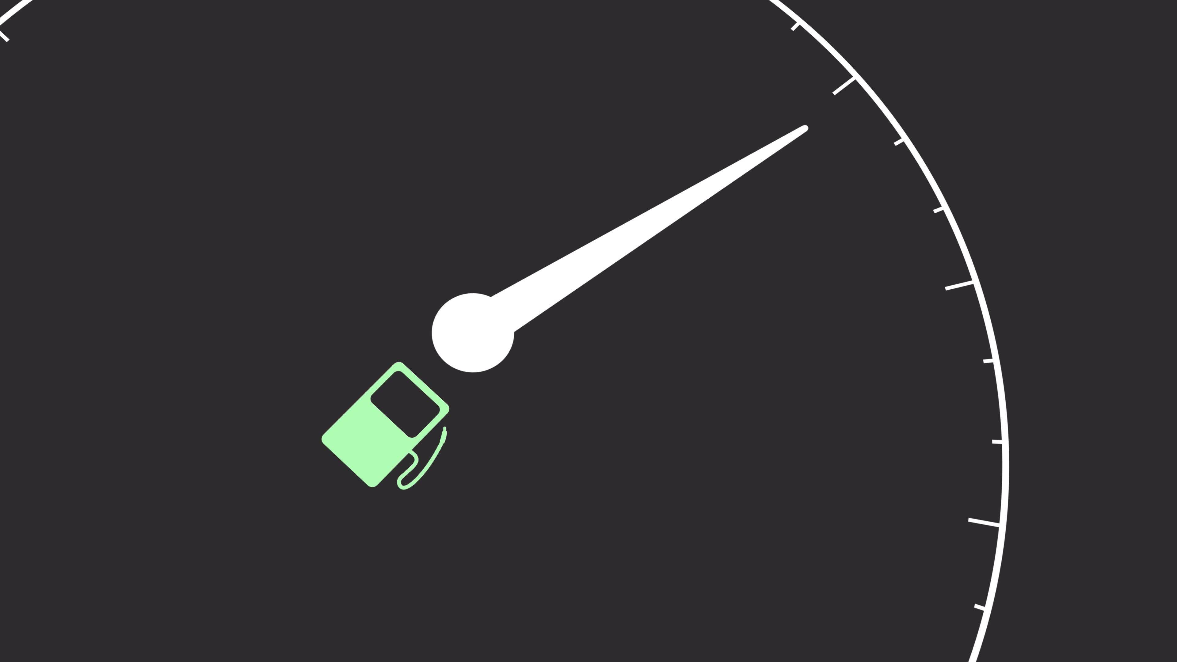 Fuel meter filling 4K animation. Car fuel meter increasing and red