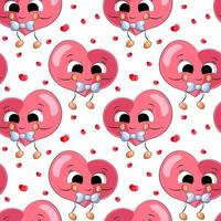 Seamless vector pattern with cute Heart and bow tie