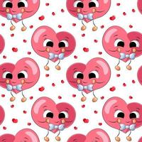 Seamless vector pattern with cute Heart and bow tie