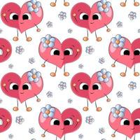 Seamless vector pattern with cute Heart and flower