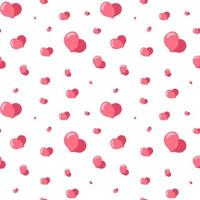 Seamless vector pattern with little pink heart on white background