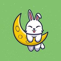 Cute rabbit with sickle moon cartoon vector illustration