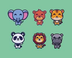 Cute animal cartoon collection set premium vector