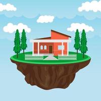 House on a floating island vector