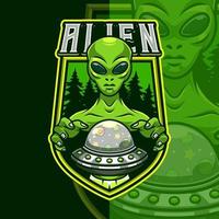 plantilla de logotipo de mascota ovni alienígena vector