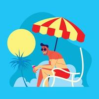 Man Sunbathing in The Beach vector