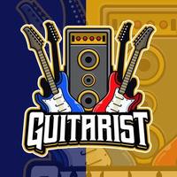 Guitar Music Mascot Logo Template vector