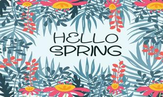 hello spring template cards vector