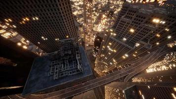 vue aérienne des immeubles de grande hauteur rougeoyants