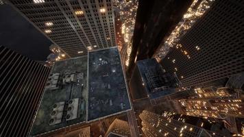 Aerial view of glowing high rise buildings video