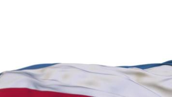 Crimea fabric flag waving on the wind loop. Crimean embroidery stiched cloth banner swaying on the breeze. Half-filled white background. Place for text. 20 seconds loop. 4k video