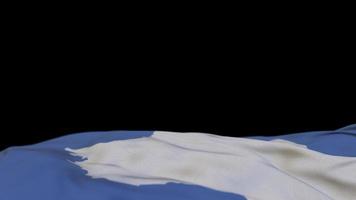 antarctica stof vlag zwaaien op de wind lus. antarctica borduurwerk gestikte doek banner zwaaiend op de wind. half gevulde zwarte achtergrond. plaats voor tekst. 20 seconden lus. 4k video