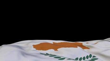 Cyprus fabric flag waving on the wind loop. Cypriot embroidery stiched cloth banner swaying on the breeze. Half-filled black background. Place for text. 20 seconds loop. 4k video