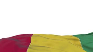 Flagge aus Guinea-Stoff, die auf der Windschleife weht. mit guineischer Stickerei genähtes Stoffbanner, das sich im Wind wiegt. halb gefüllter weißer Hintergrund. Platz für Texte. 20 Sekunden Schleife. 4k video