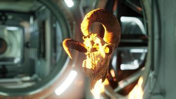 skull of dead ram in international space station video