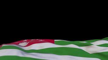 bandeira de tecido abkhazia acenando no loop de vento. bordado abkhazian bandeira de pano costurado balançando na brisa. fundo preto meio preenchido. lugar para texto. Ciclo de 20 segundos. 4k video