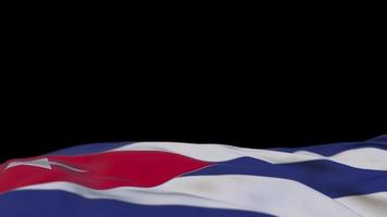 Cuba-stofvlag die op de windlus zwaait. Cubaanse borduurwerk gestikte doek banner zwaaiend op de wind. half gevulde zwarte achtergrond. plaats voor tekst. 20 seconden lus. 4k video