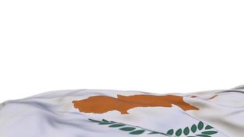 Cyprus fabric flag waving on the wind loop. Cypriot embroidery stiched cloth banner swaying on the breeze. Half-filled white background. Place for text. 20 seconds loop. 4k video