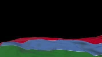 karelia stof vlag zwaaien op de wind-lus. Karelische borduurwerk gestikte doek banner zwaaiend op de wind. half gevulde zwarte achtergrond. plaats voor tekst. 20 seconden lus. 4k video