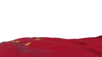 Kina tyg flagga viftande på vindslingan. kinesisk broderi sticked tyg banner vajande på vinden. halvfylld vit bakgrund. plats för text. 20 sekunders loop. 4k video