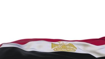 egyptens tygflagga vajar på vindslingan. egyptiska broderier sticked tyg banner vajande på vinden. halvfylld vit bakgrund. plats för text. 20 sekunders loop. 4k video