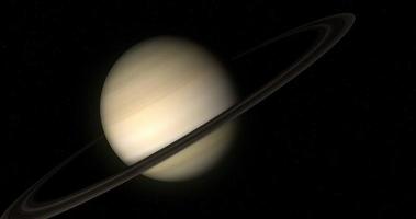 3D rendering of the planet Saturn rotating on its axis video