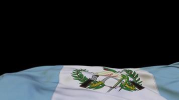 bandeira de tecido da guatemala acenando no loop de vento. bordado guatemalteco bandeira de pano costurada balançando na brisa. fundo preto meio preenchido. lugar para texto. Ciclo de 20 segundos. 4k video