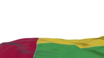 Guinea Bissau fabric flag waving on the wind loop. Guinea Bissau embroidery stiched cloth banner swaying on the breeze. Half-filled white background. Place for text. 20 seconds loop. 4k video